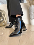 Redz Patent Ankle Boot With Ombré Heel - Black H771