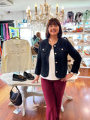 Orla Pearl Button Knit Cardi - Black