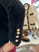 Orla Pearl Button Knit Cardi - Black