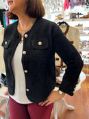 Orla Pearl Button Knit Cardi - Black