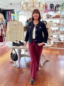 Orla Pearl Button Knit Cardi - Black