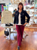 Orla Pearl Button Knit Cardi - Black