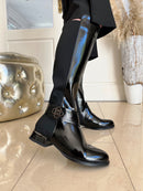 Redz Knee High Stretch Boot - Black Patent 1725
