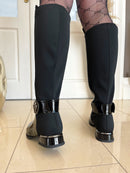 Redz Knee High Stretch Boot - Black Patent 1725