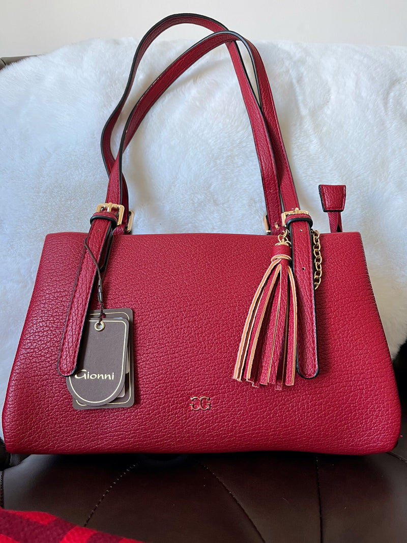Gionni Charlotte Shoulder Bag With Tassel - Berry Red
