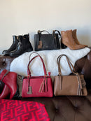 Gionni Charlotte Shoulder Bag With Tassel - Berry Red