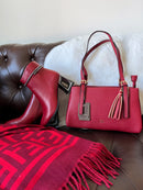 Gionni Charlotte Shoulder Bag With Tassel - Berry Red