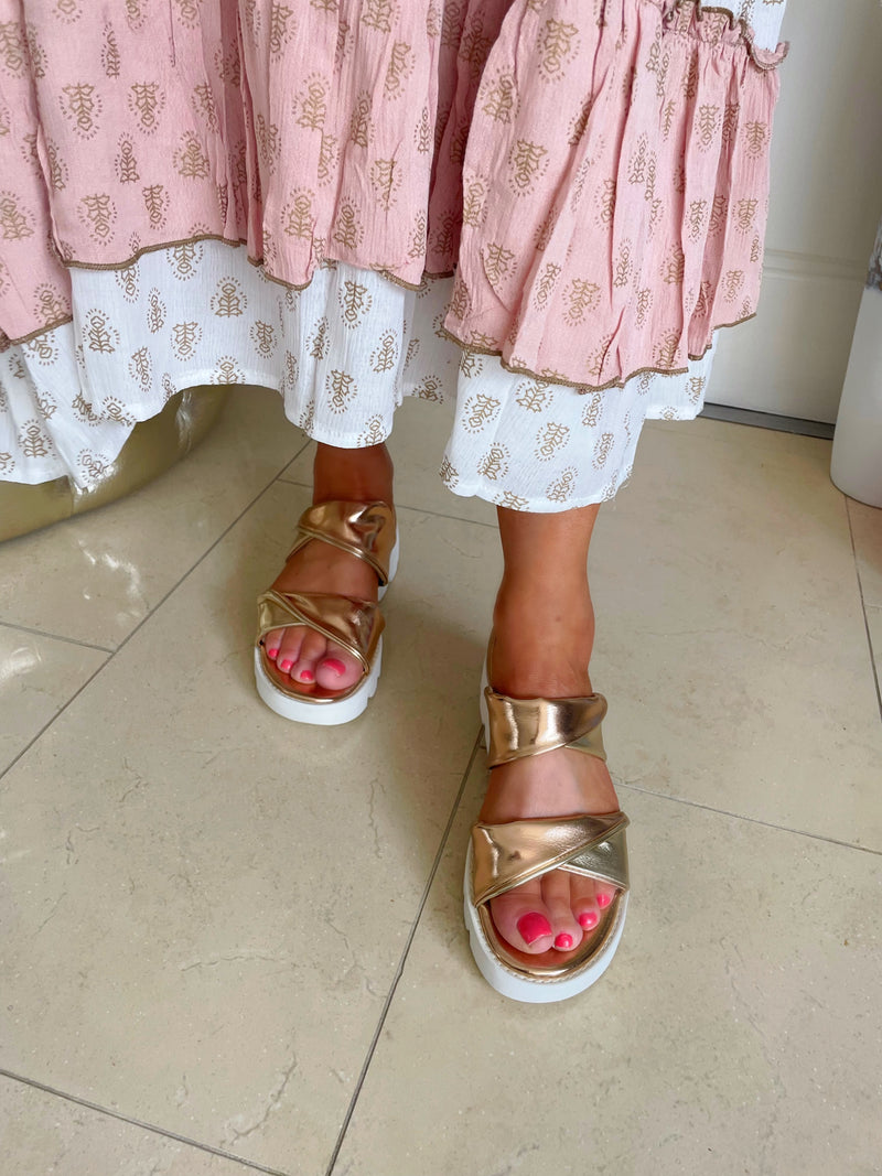 Heavenly Feet 'Sonia' Rose Gold Sandal