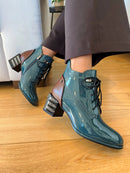 Redz Lace Up Ankle Boot - Teal/Tan H1002