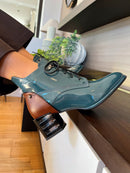 Redz Lace Up Ankle Boot - Teal/Tan H1002