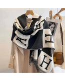 Hadley Reversible Shawl - Black & Winter White