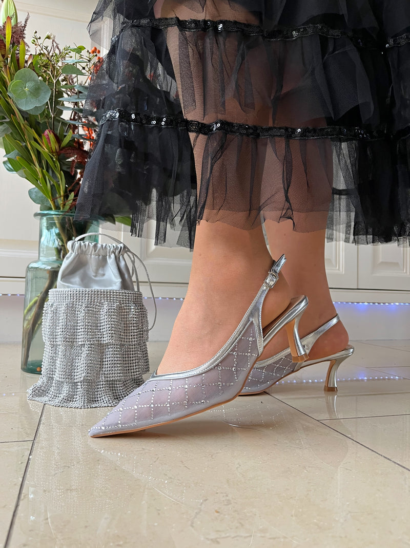 Sorento 'Kilda Beach' Silver Jewels Sling Back