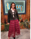 Rian Ruffle & Sequin Tulle Skirt - Burgundy