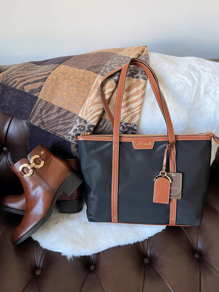 Gionni Angele Large Shopper Bag - Black & Tan 11G2821