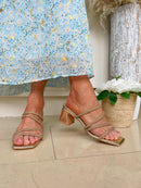 Heavenly Feet "Amara" Gold Crystal Mule Sandal