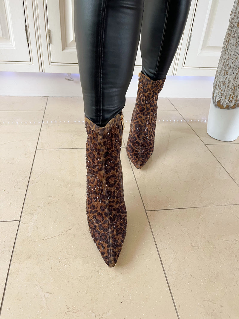 Una Healy 'I Get Around' Wild Dazzle Crystal Stiletto Boot - Leopard