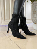 Una Healy 'I Get Around' Vinyl Razzle Crystal Stiletto Boot Black