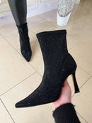 Una Healy 'I Get Around' Vinyl Razzle Crystal Stiletto Boot Black