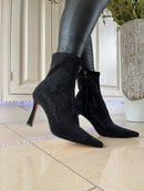 Una Healy 'I Get Around' Vinyl Razzle Crystal Stiletto Boot Black