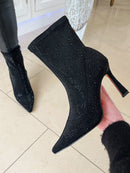 Una Healy 'I Get Around' Vinyl Razzle Crystal Stiletto Boot Black