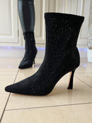 Una Healy 'I Get Around' Vinyl Razzle Crystal Stiletto Boot Black