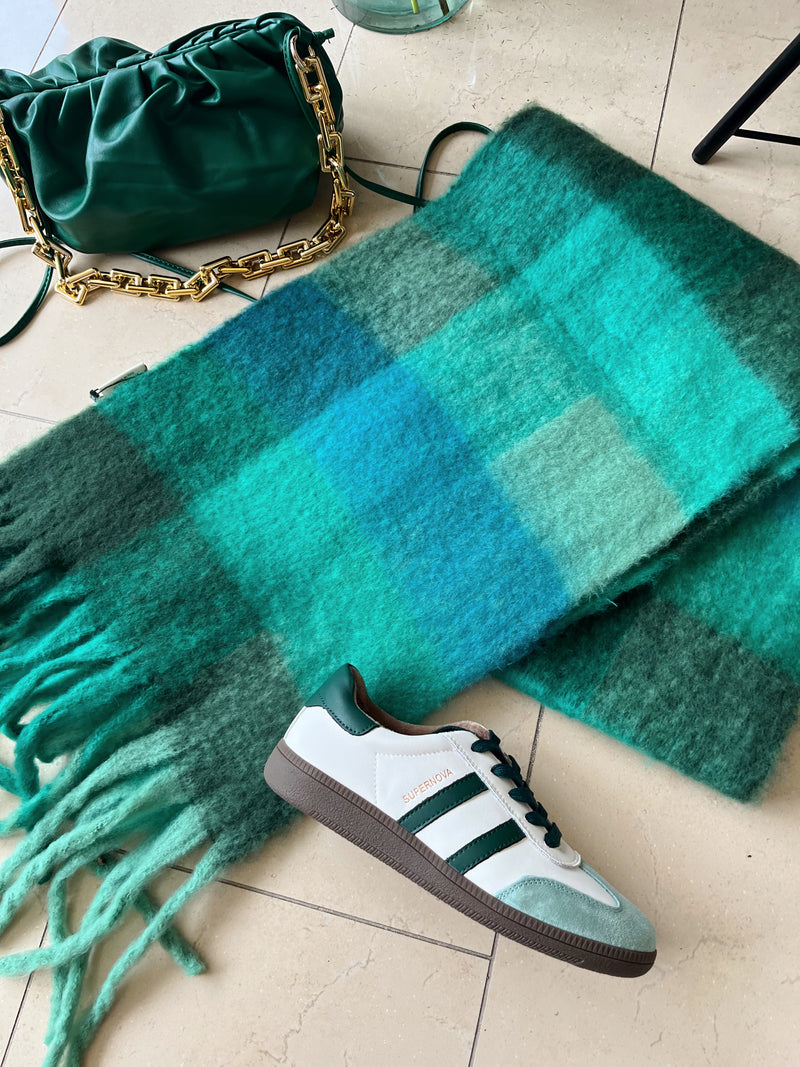 Celtic Ore Chunky Wool Scarf - Mixed Greens