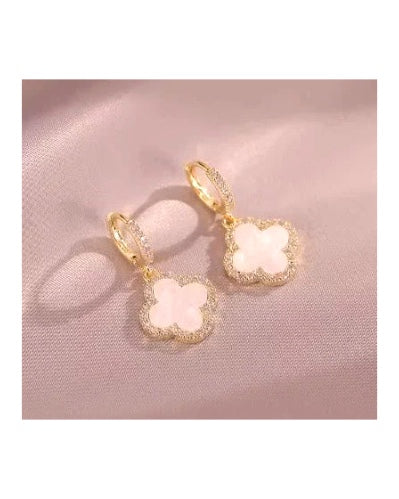 Lara Pearl & Diamante Floral Hoop Drop Earrings