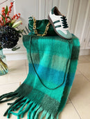 Celtic Ore Chunky Wool Scarf - Mixed Greens