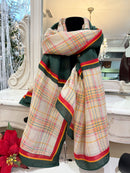 Elody Tartan Printed Scarf - Green, Dark Red & Mustard