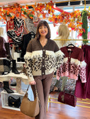 Harper Animal Print Fringe Cardi - Brown & Beige