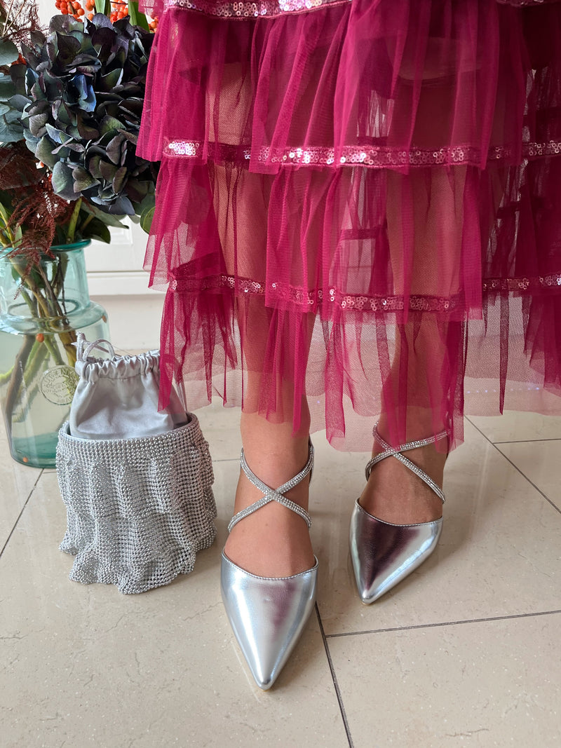 Sorento 'Boris' Silver Sling Back Stiletto