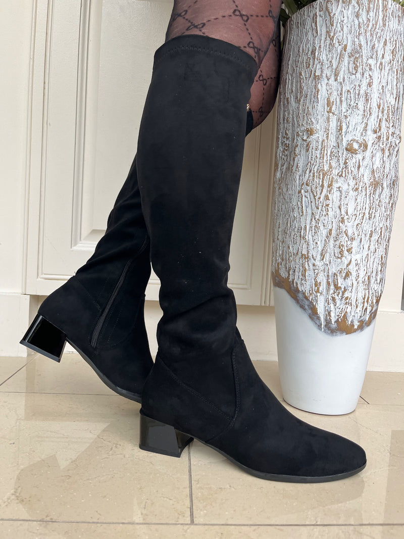 Patrizio 'Emmetton' Stretch Knee High Boot - Black