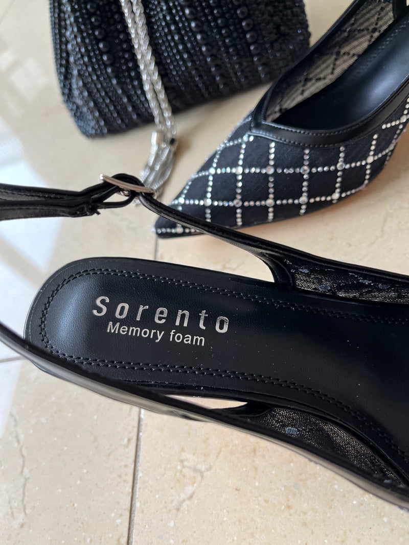 Sorento 'Kilda Beach' Black Jewels Sling Back