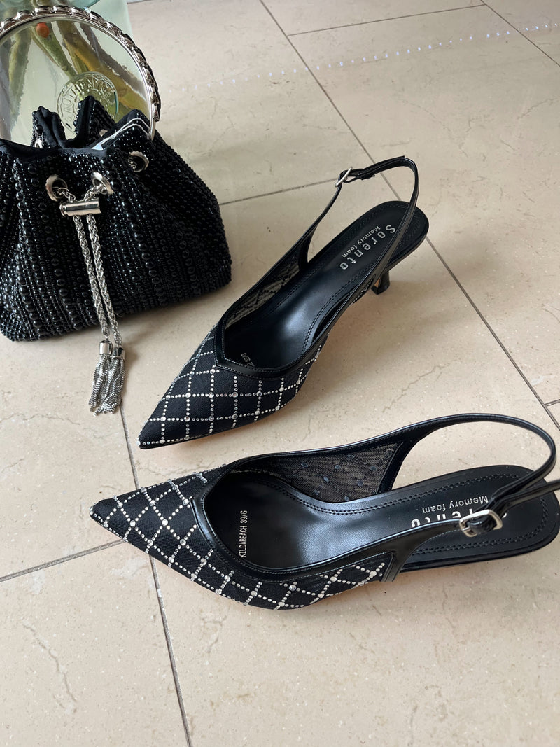 Sorento 'Kilda Beach' Black Jewels Sling Back
