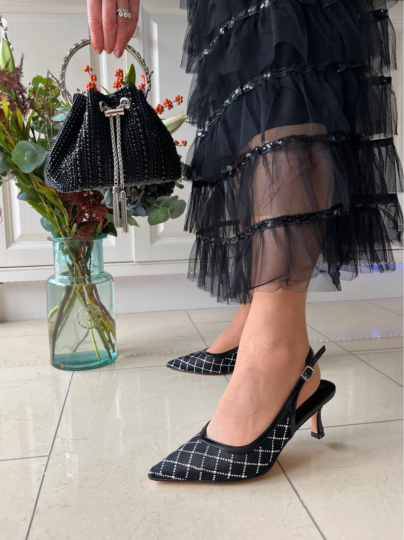 Sorento 'Kilda Beach' Black Jewels Sling Back