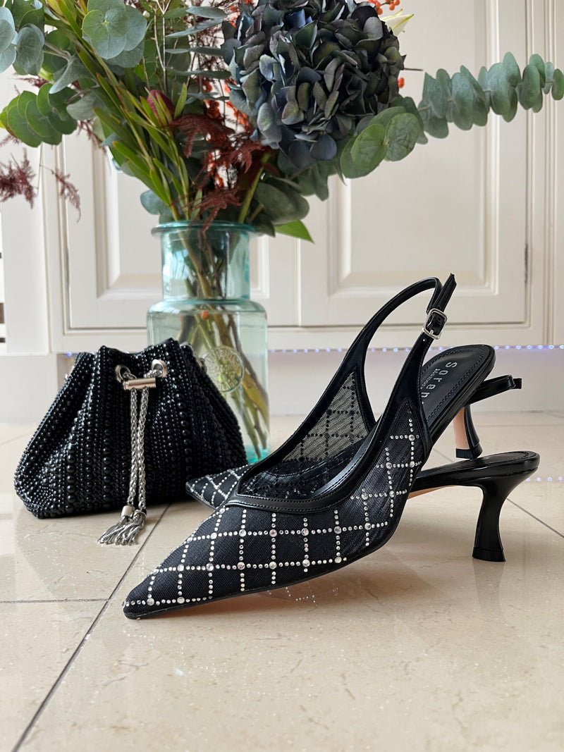 Sorento 'Kilda Beach' Black Jewels Sling Back