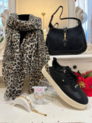 Lana Cheetah Print & Gold Speckle Scarf