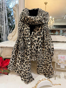 Lana Cheetah Print & Gold Speckle Scarf