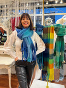 Celtic Ore Chunky Wool Scarf - Mixed Blues