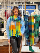 Celtic Ore Chunky Wool Scarf - Blue, Green, Yellow & Orange