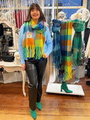 Celtic Ore Chunky Wool Scarf - Blue, Green, Yellow & Orange