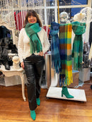 Celtic Ore Chunky Wool Scarf - Mixed Greens