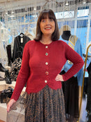 Miella Jewel Button Cardi - Maroon