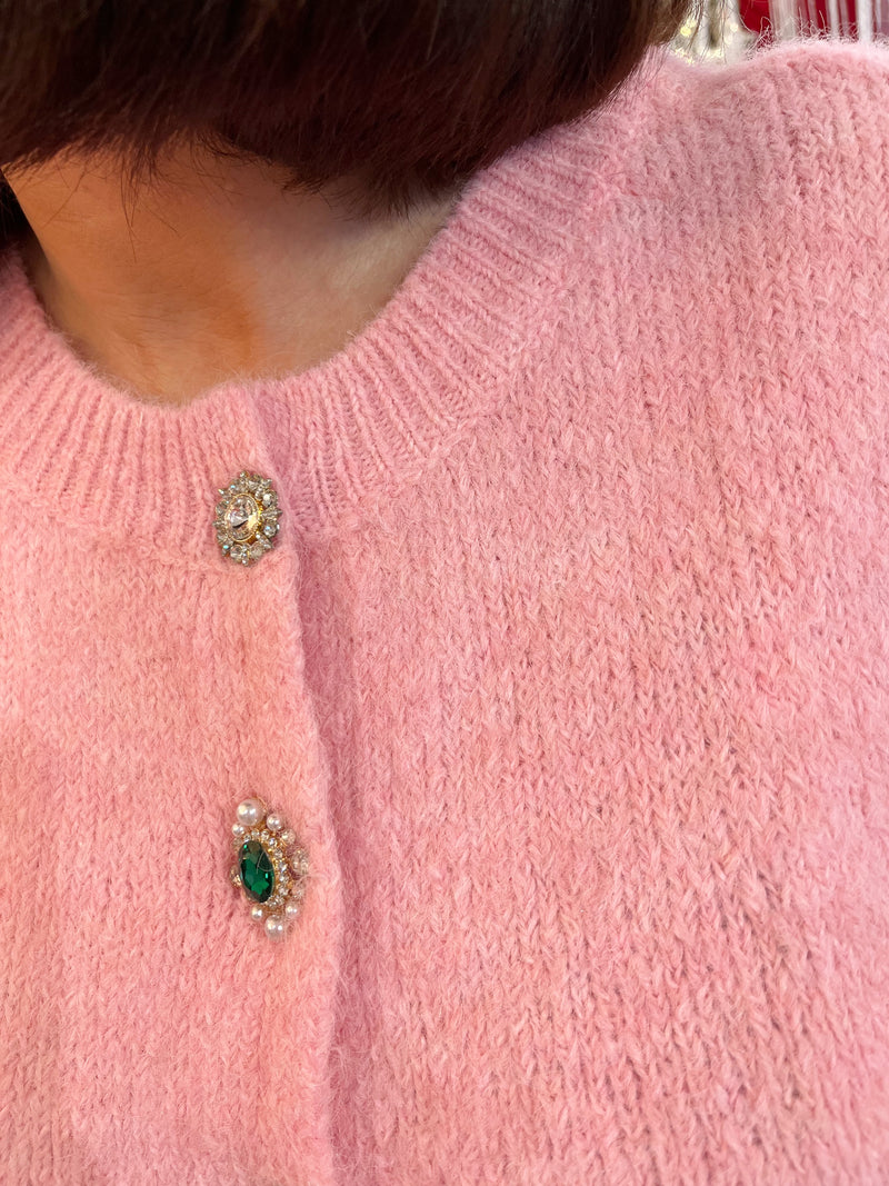 Miella Jewel Button Cardi - Pink