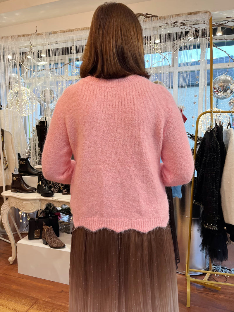 Miella Jewel Button Cardi - Pink