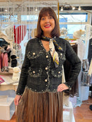 Fernanda Two Tone Printed Neck Scarf - Black & White