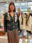 Fernanda Two Tone Printed Neck Scarf - Black & White