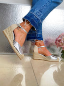 XTI Espadrille Wedge Metallic Sandal - Silver 142334