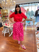 Bridget Appliqué Skirt - Hot Pink