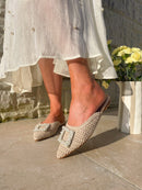 XTI Woven Pearl Mule - Beige  142682